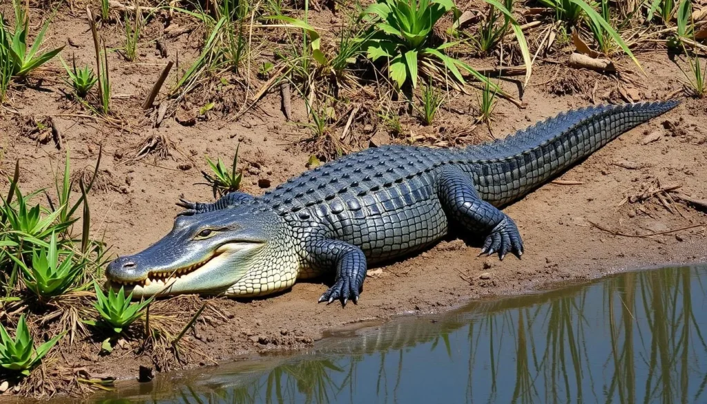 American alligator basking in sun at Lacassine Wetlands Louisiana American alligator basking in sun at Lacassine Wetlands Louisiana