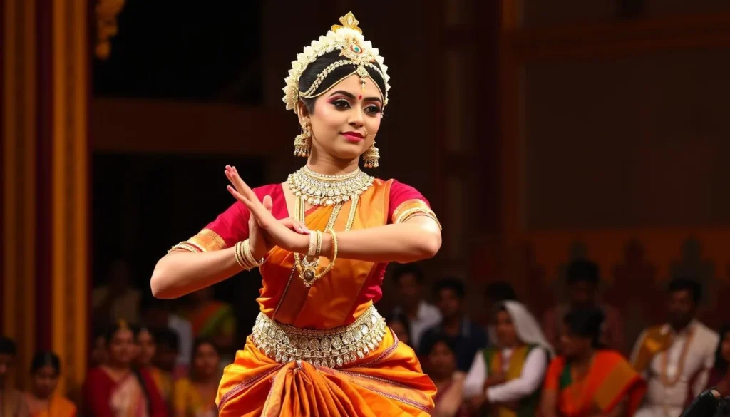 An Odissi dance performance showcasing the classical dance form of Odisha