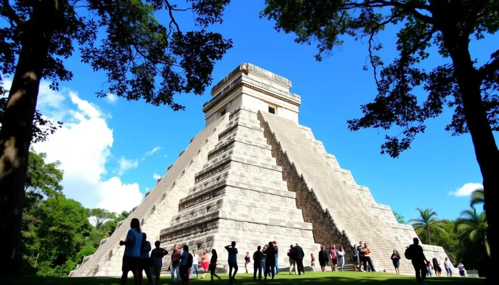 Ancient Mayan ruins of Tikal in Guatemala surrounded by jungle