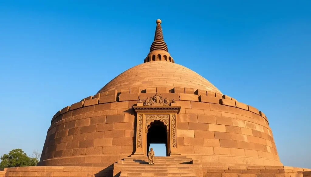 Ancient Sanchi Stupa with ornate carvings - spiritual best things to do in Madhya Pradesh India