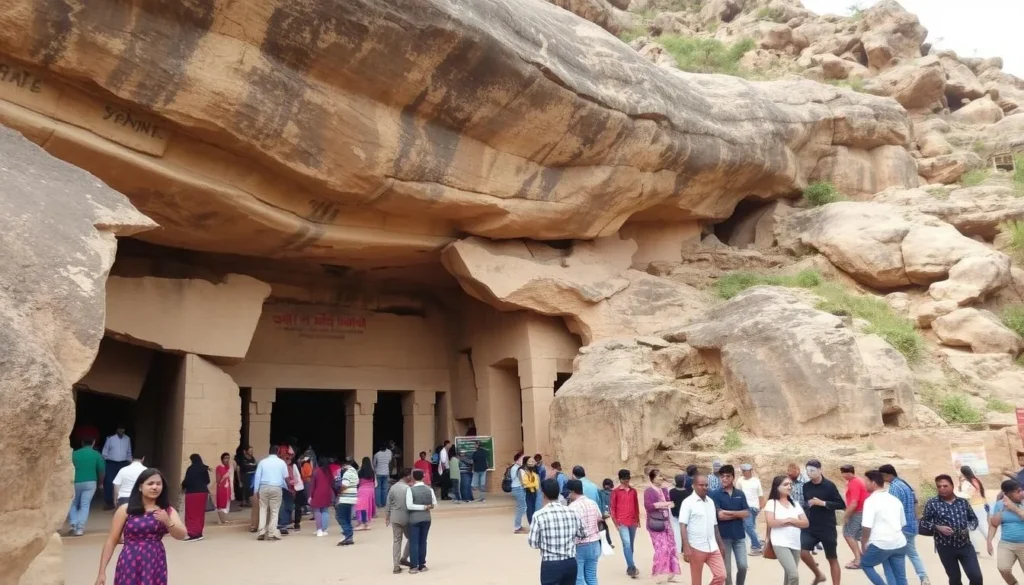 Ancient rock-cut Undavalli Caves near Amaravati