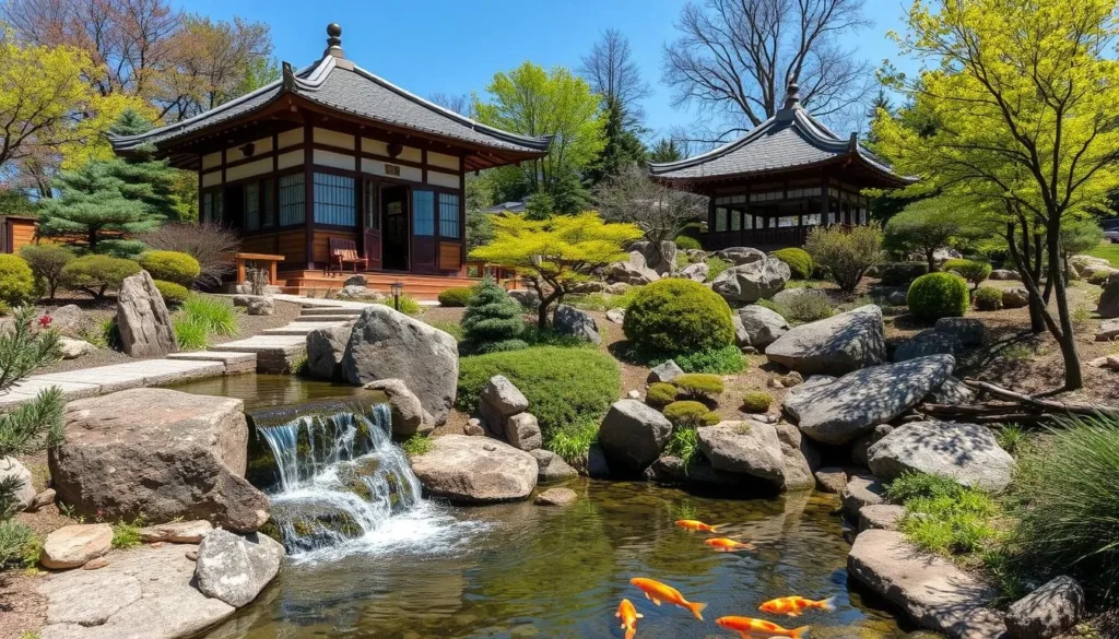 Anderson Japanese Gardens in Rockford near Rock Cut State Park with traditional Japanese landscaping Anderson Japanese Gardens in Rockford near Rock Cut State Park with traditional Japanese landscaping