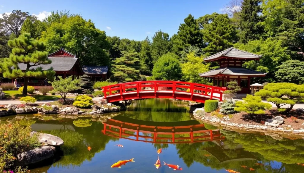 Anderson Japanese Gardens near Rock Cut State Park with traditional Japanese architecture and landscaping Anderson Japanese Gardens near Rock Cut State Park with traditional Japanese architecture and landscaping