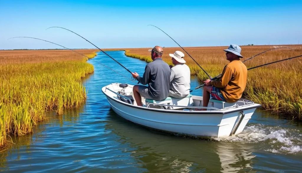 Anglers fishing in Pass-a-Loutre Wildlife Management Area