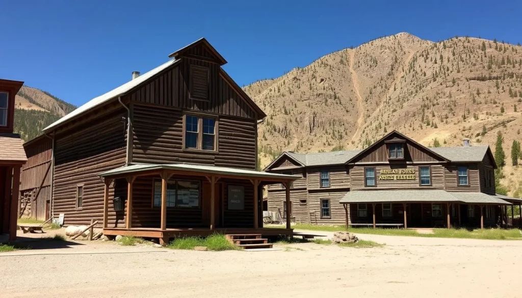 Animas Forks ghost town near Engineer Pass with historic structures Animas Forks ghost town near Engineer Pass with historic structures