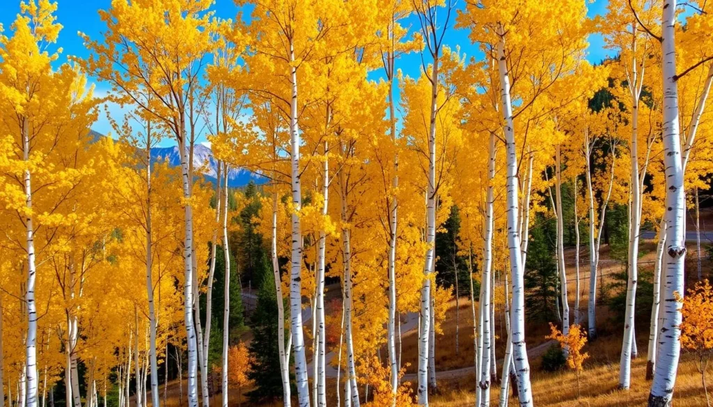 Aspen trees with golden fall colors in Valle Vidal, Carson National Forest Aspen trees with golden fall colors in Valle Vidal, Carson National Forest
