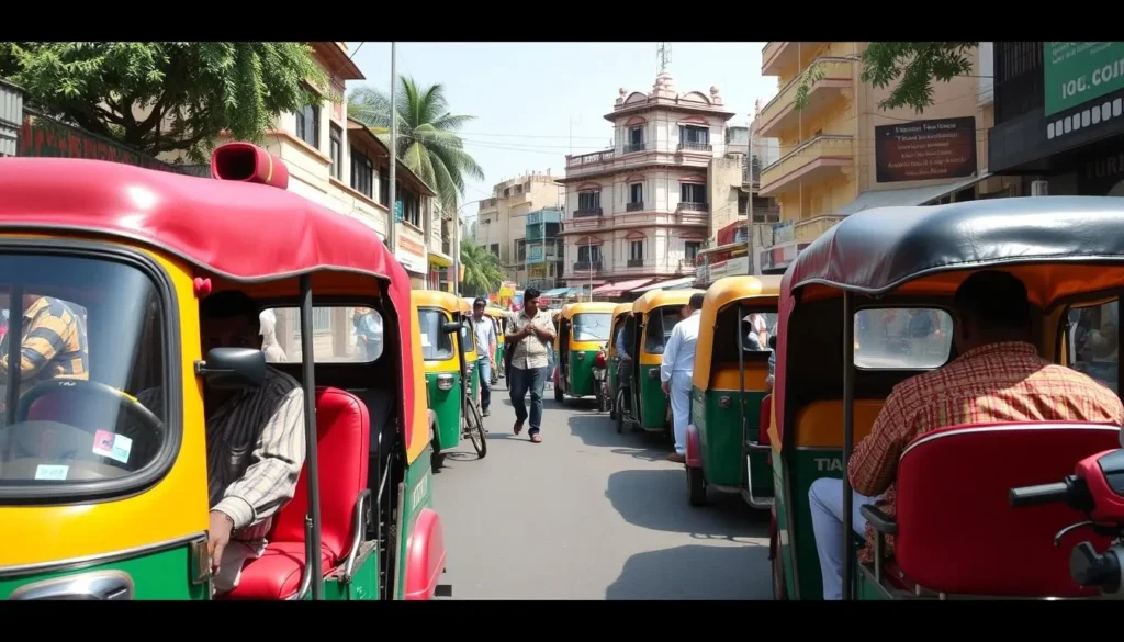 Auto rickshaws and local transportation options in Mysuru city center