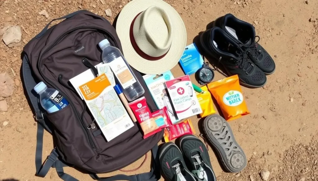 Backpack with hiking essentials for San Lorenzo Canyon visit