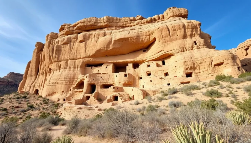 Bandelier National Monument cliff dwellings near Manhattan Project National Historical Park Los Alamos