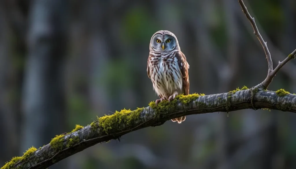 Barred Owl perched on a cypress branch in Pearl River Wildlife Management Area Barred Owl perched on a cypress branch in Pearl River Wildlife Management Area