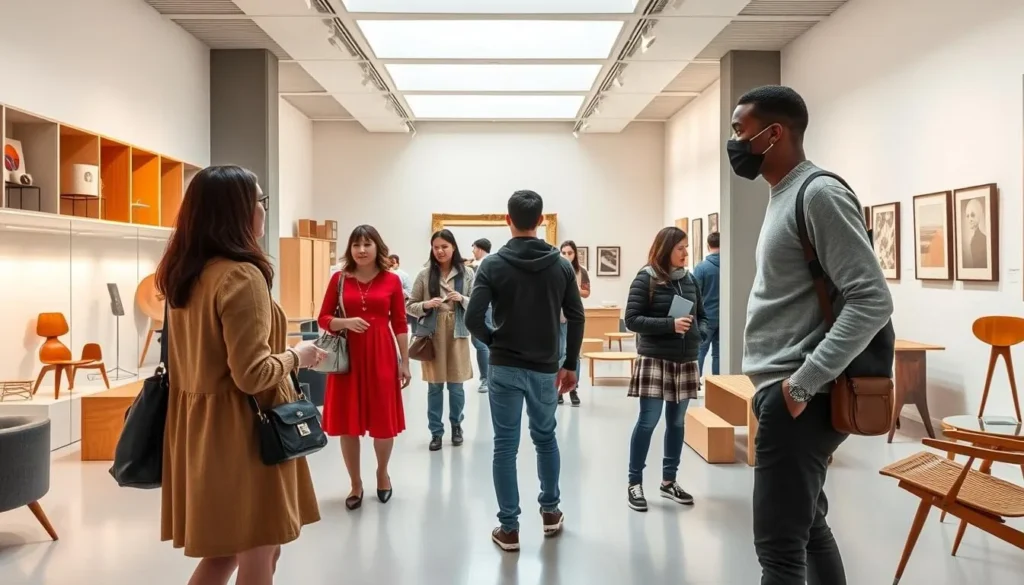 Bauhaus Museum in Weimar with visitors exploring the exhibits