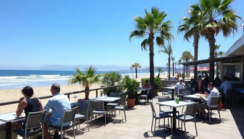 Beachside dining near Will Rogers State Beach with ocean views