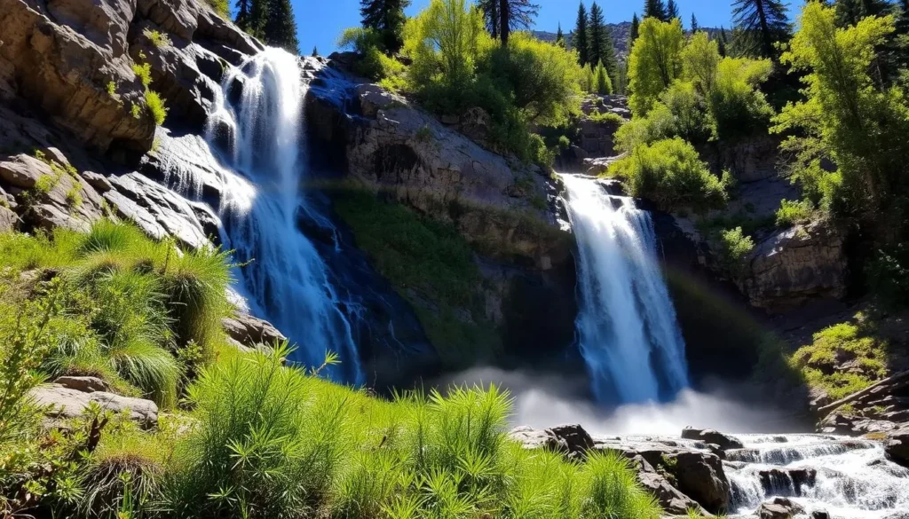 Bear Creek Falls waterfall cascading down rocky cliffs in Telluride Bear Creek Falls waterfall cascading down rocky cliffs in Telluride