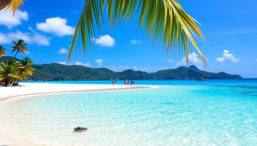 Beautiful beach at Las Galeras with pristine sand and clear waters