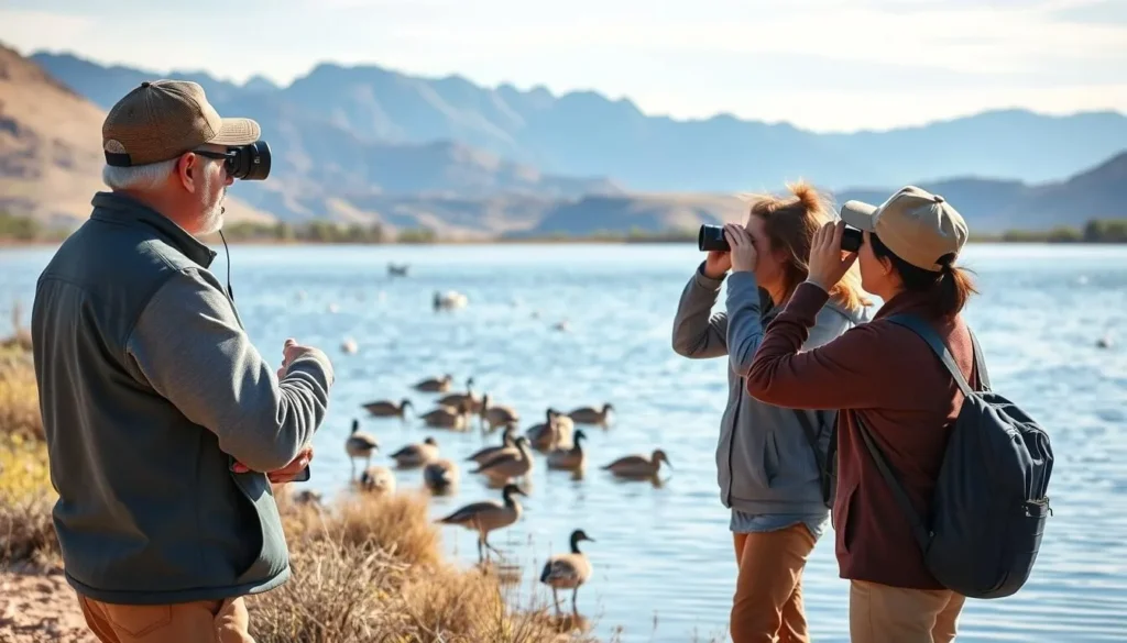 Bird watching at Highline Lake State Park during migration season