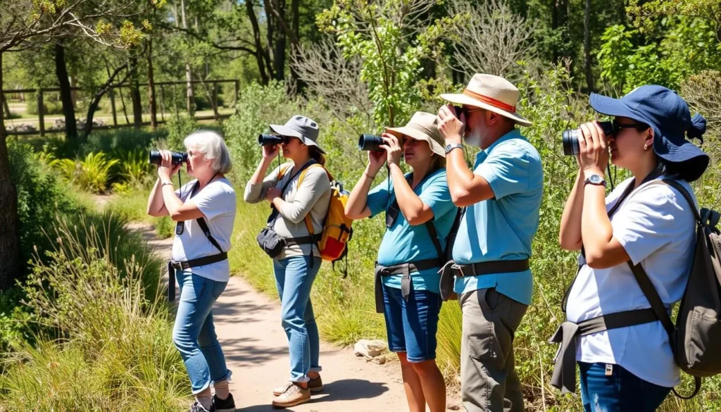 Birdwatchers observing diverse bird species at Patagonia-Sonoita Creek Preserve