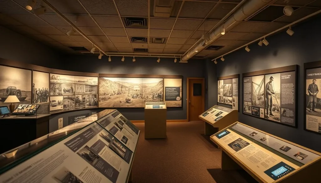 Boulder City/Hoover Dam Museum exhibit showing dam construction history Boulder City/Hoover Dam Museum exhibit showing dam construction history