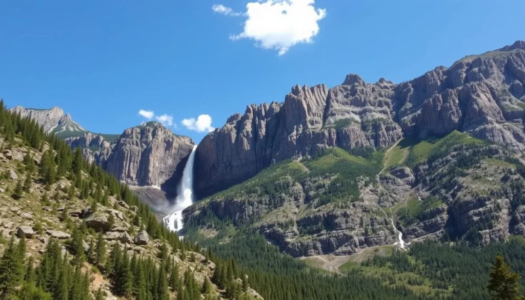 Bridal Veil Falls visible from Black Bear Pass Road Colorado Bridal Veil Falls visible from Black Bear Pass Road Colorado
