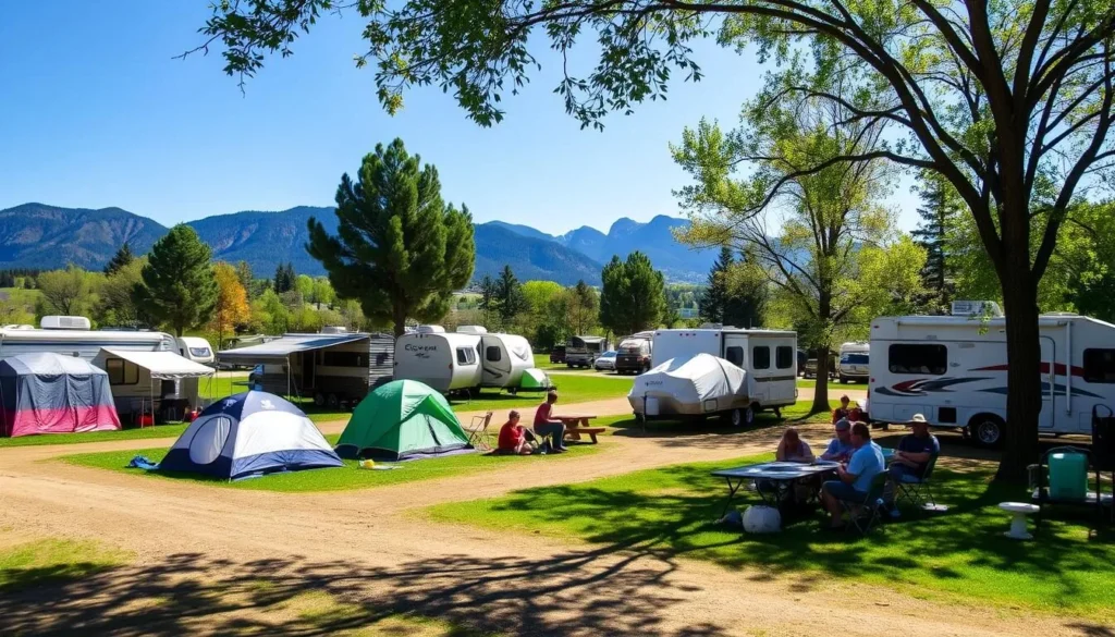 Campground at Boyd Lake State Park with tents and RVs