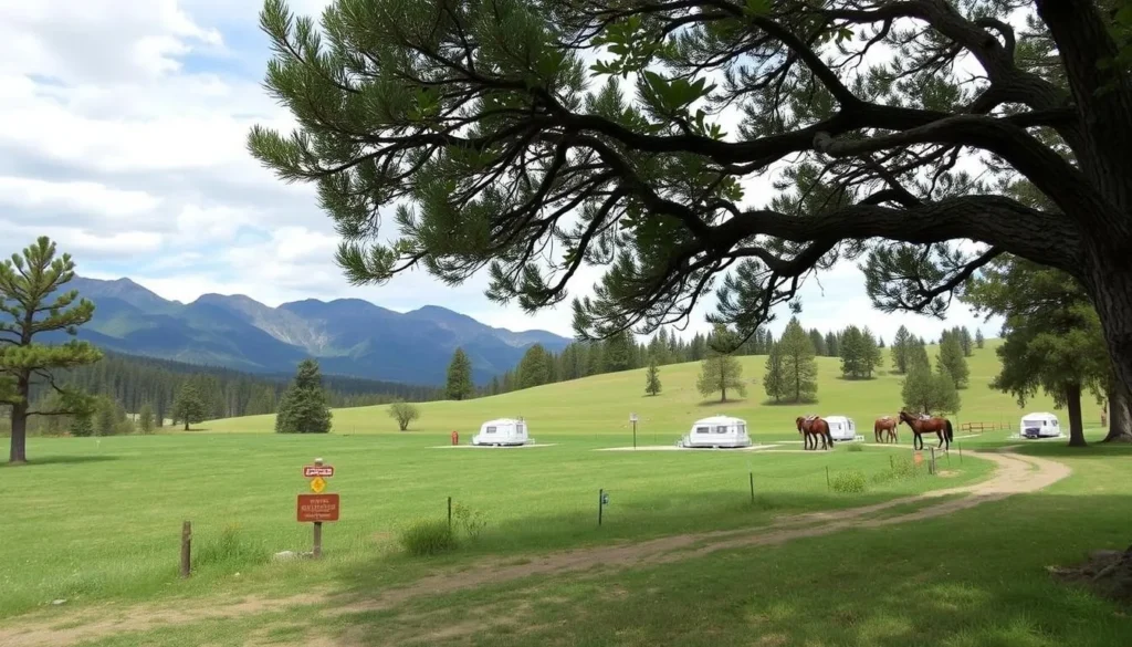 Camping area for horses at Wilder Ranch State Park with mountain views Camping area for horses at Wilder Ranch State Park with mountain views