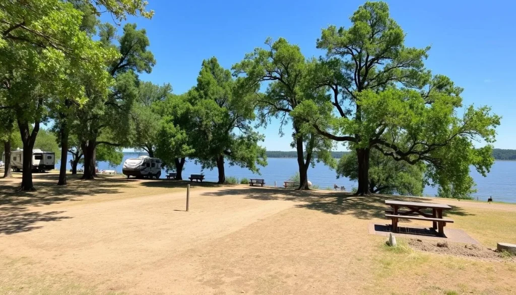 Campsite at Thomson Causeway Recreation Area with river view Campsite at Thomson Causeway Recreation Area with river view