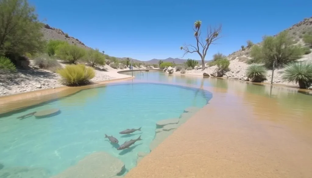 Caribbean-esque pools at Corn Creek with Pahrump poolfish Caribbean-esque pools at Corn Creek with Pahrump poolfish