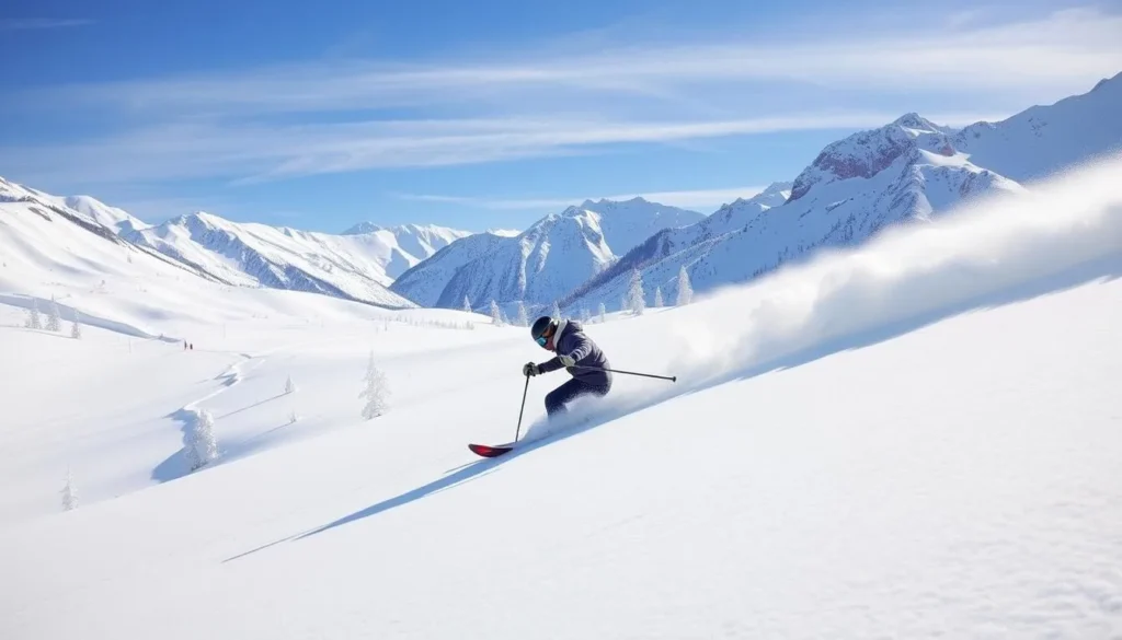 Cat skiing in deep powder snow in Irwin, Colorado