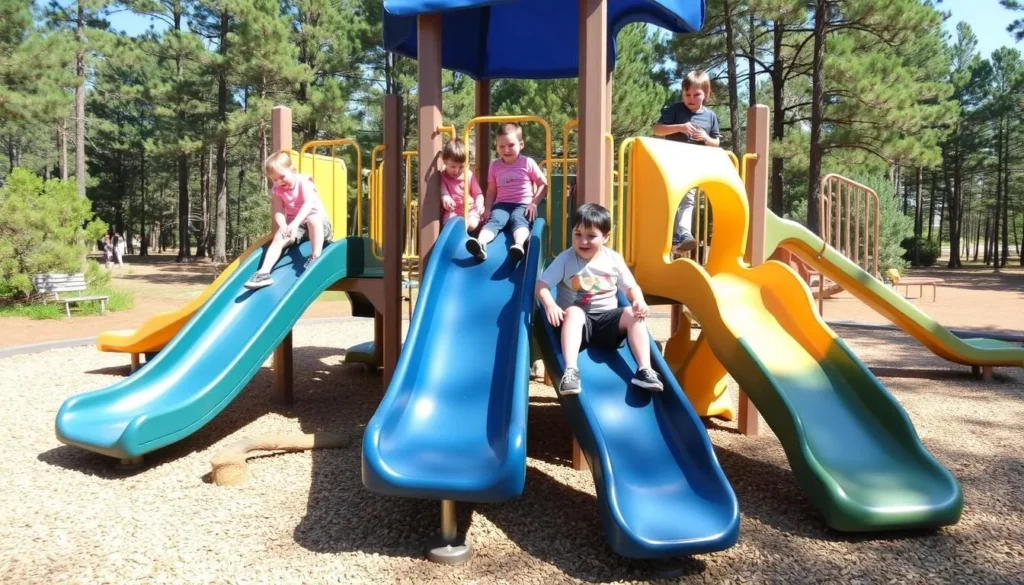 Children playing at playground area in Jimmie Davis State Park Children playing at playground area in Jimmie Davis State Park