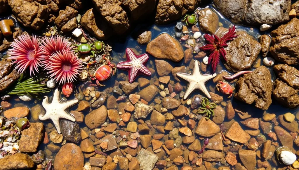 Close-up of tide pools at Schooner Gulch State Beach California showing marine life Close-up of tide pools at Schooner Gulch State Beach California showing marine life