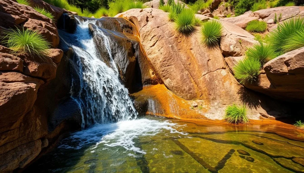 Close-up view of Horsetooth Falls with water cascading down rocks showing one of the best things to do in Colorado
