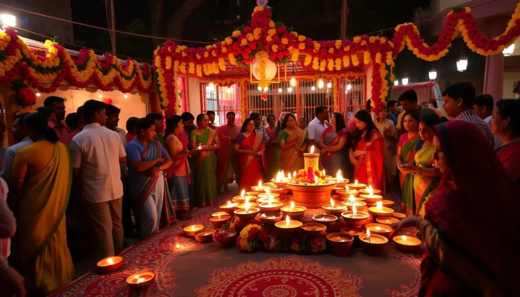 Colorful Diwali celebration in Delhi with traditional lamps and decorations