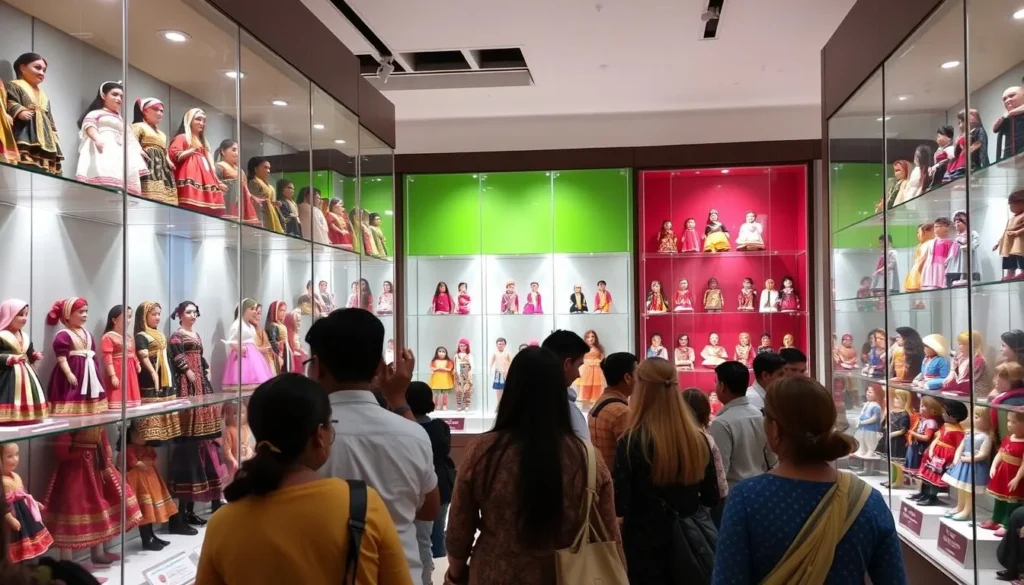 Colorful display of international dolls at the Dolls Museum in Chandigarh Colorful display of international dolls at the Dolls Museum in Chandigarh