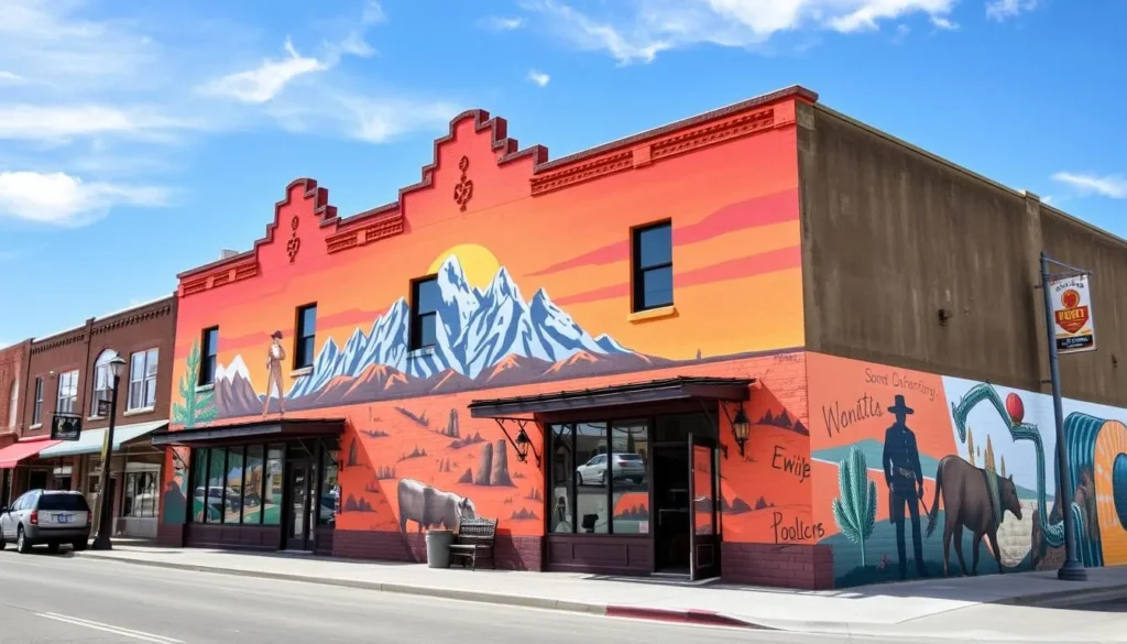 Colorful mural in downtown Elko from the Elko Mural Expo Colorful mural in downtown Elko from the Elko Mural Expo
