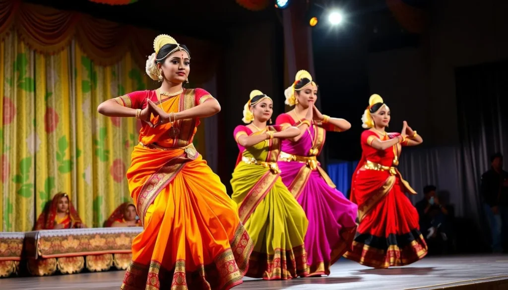 Colorful traditional Indian dance performance during a cultural festival in New Delhi