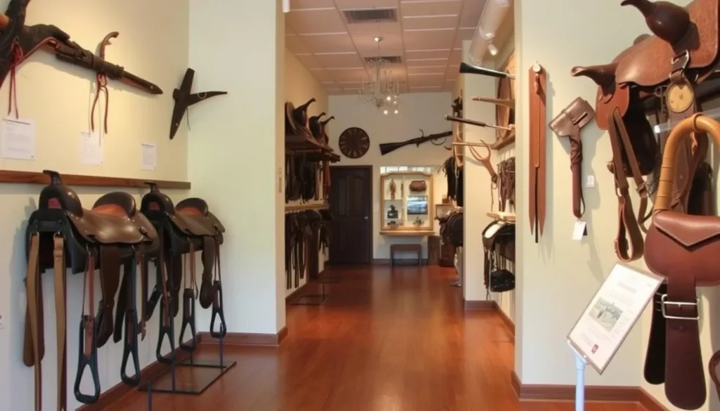 Cowboy Arts and Gear Museum in Elko featuring traditional western saddles and equipment Cowboy Arts and Gear Museum in Elko featuring traditional western saddles and equipment