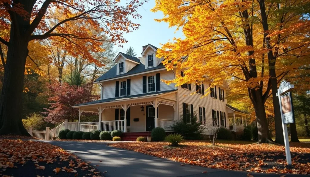 Cozy bed and breakfast near Tyler State Park Pennsylvania with autumn foliage surrounding it Cozy bed and breakfast near Tyler State Park Pennsylvania with autumn foliage surrounding it