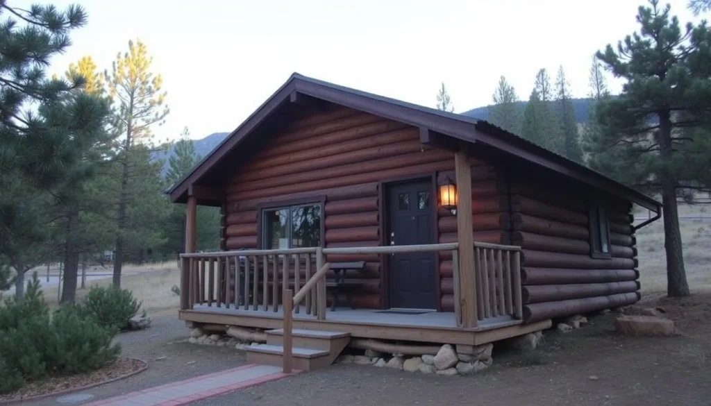 Cozy cabin accommodation near Wassama Round House State Historic Park surrounded by pine trees