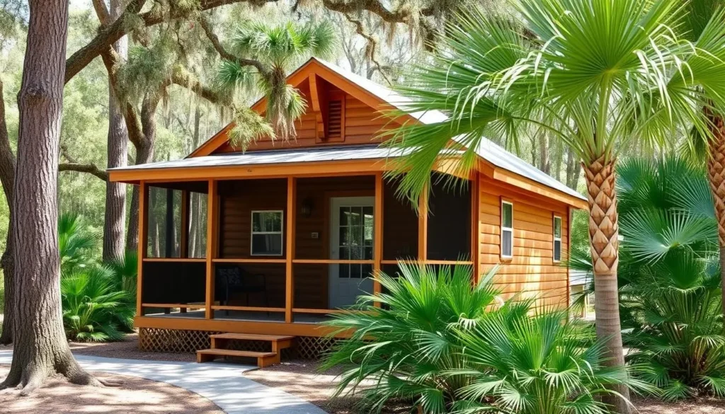 Cozy cabin at Palmetto Island State Park Louisiana surrounded by trees with a screened porch Cozy cabin at Palmetto Island State Park Louisiana surrounded by trees with a screened porch