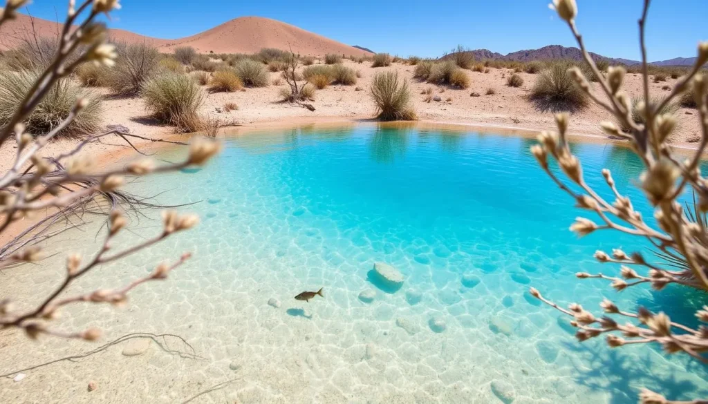 Crystal Spring's vibrant blue waters at Ash Meadows National Wildlife Refuge Crystal Spring's vibrant blue waters at Ash Meadows National Wildlife Refuge