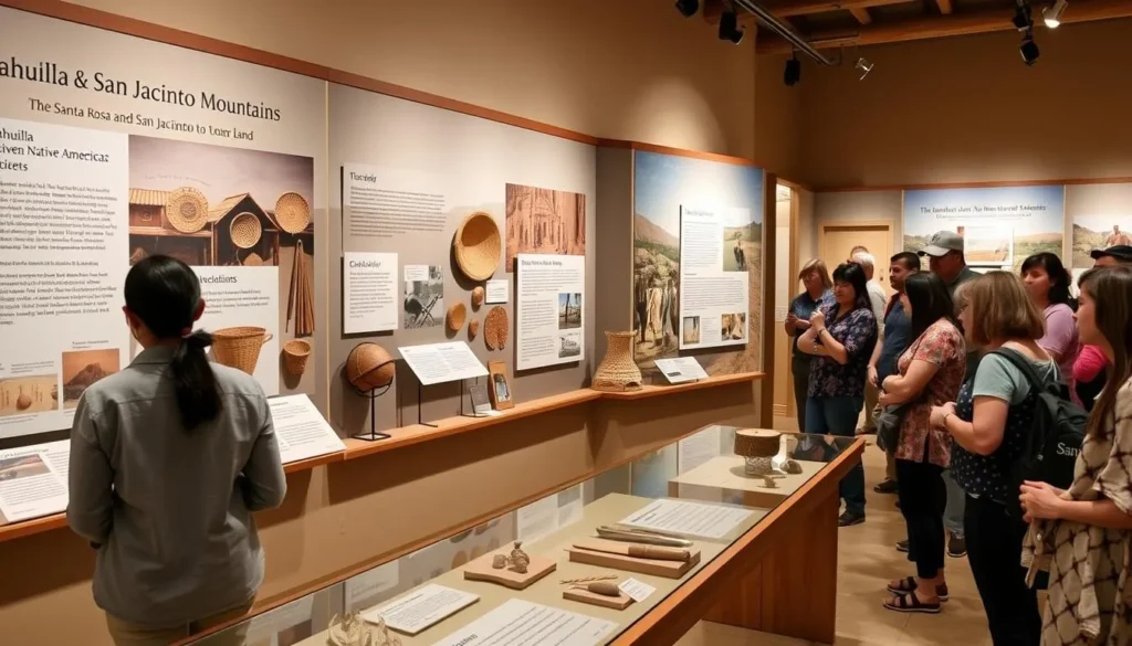 Cultural exhibit displaying Cahuilla Native American artifacts and history Cultural exhibit displaying Cahuilla Native American artifacts and history