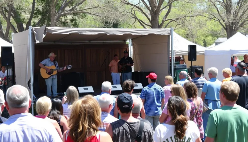 Cultural festival in Eureka, Nevada with musicians performing outdoors Cultural festival in Eureka, Nevada with musicians performing outdoors