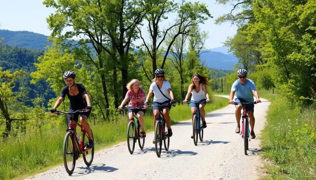 Cyclists on the Great Allegheny Passage trail near Wills Mountain