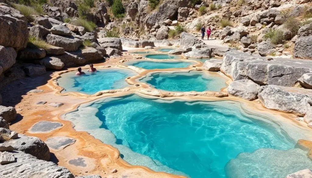 Deep Creek Hot Springs natural thermal pools surrounded by rocky canyon landscape