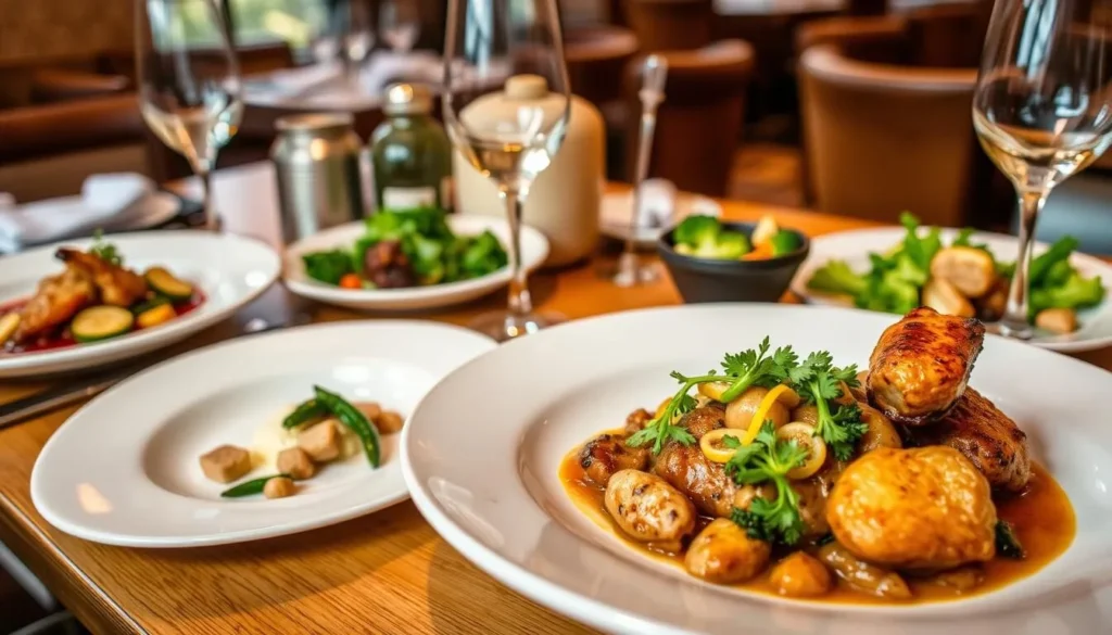 Delicious local cuisine at a restaurant in Upper Merion with beautifully plated dishes Delicious local cuisine at a restaurant in Upper Merion with beautifully plated dishes