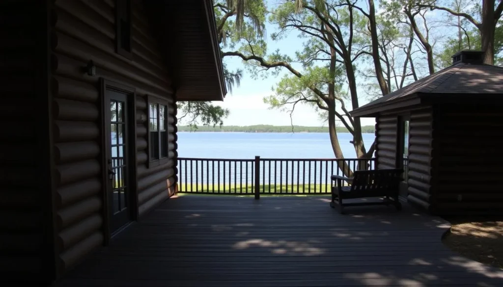 Deluxe cabin at Chemin-A-Haut State Park Louisiana overlooking Bayou Bartholomew