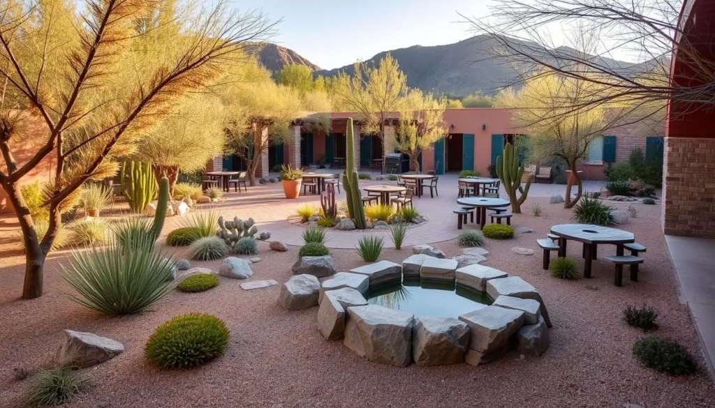 Desert Living Courtyard at Tohono Chul Park showing sustainable desert landscaping and outdoor living spaces
