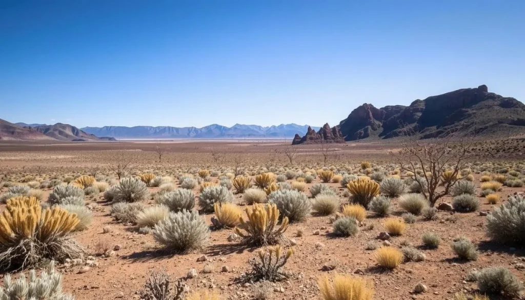 Desert landscape around Eureka, Nevada showing the remote high desert environment Desert landscape around Eureka, Nevada showing the remote high desert environment