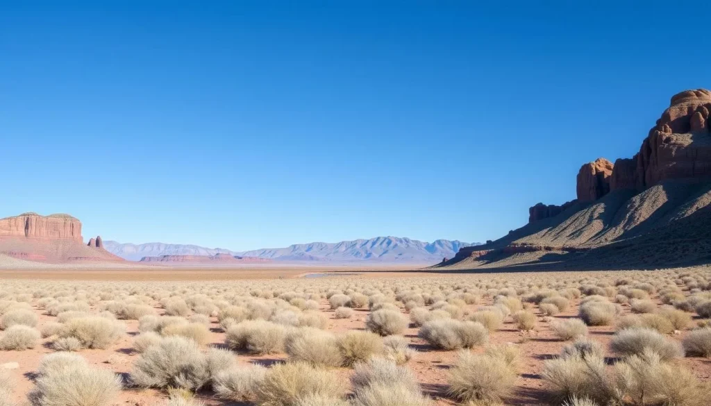 Desert landscape at Berlin-Ichthyosaur State Park showing the remote environment Desert landscape at Berlin-Ichthyosaur State Park showing the remote environment