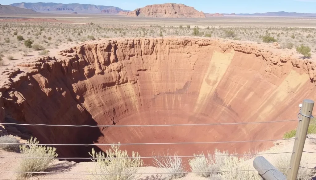 Devils Throat sinkhole viewed from a safe distance showing its impressive size Devils Throat sinkhole viewed from a safe distance showing its impressive size