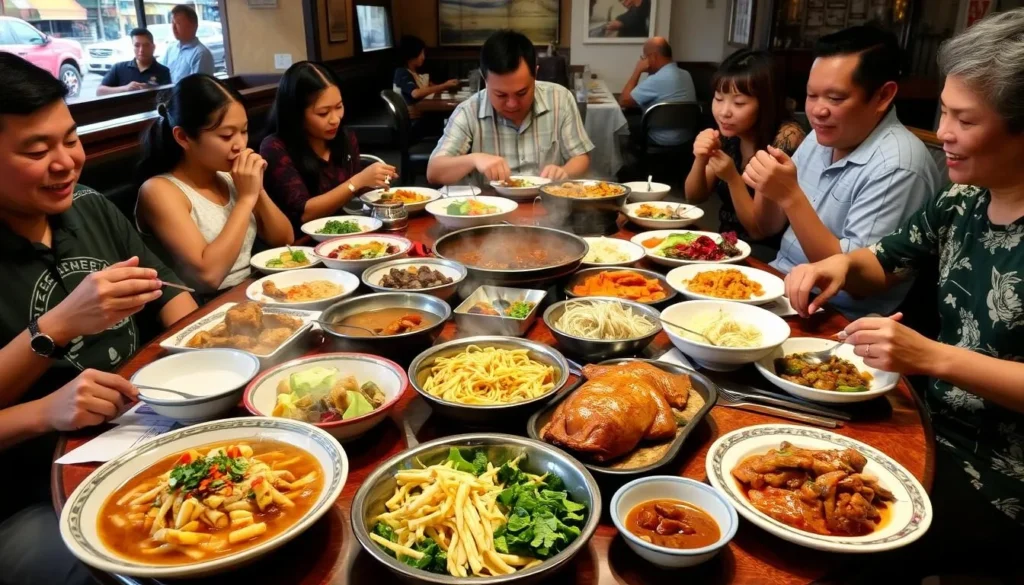 Diverse Asian cuisine served at a popular restaurant in Chinatown Honolulu